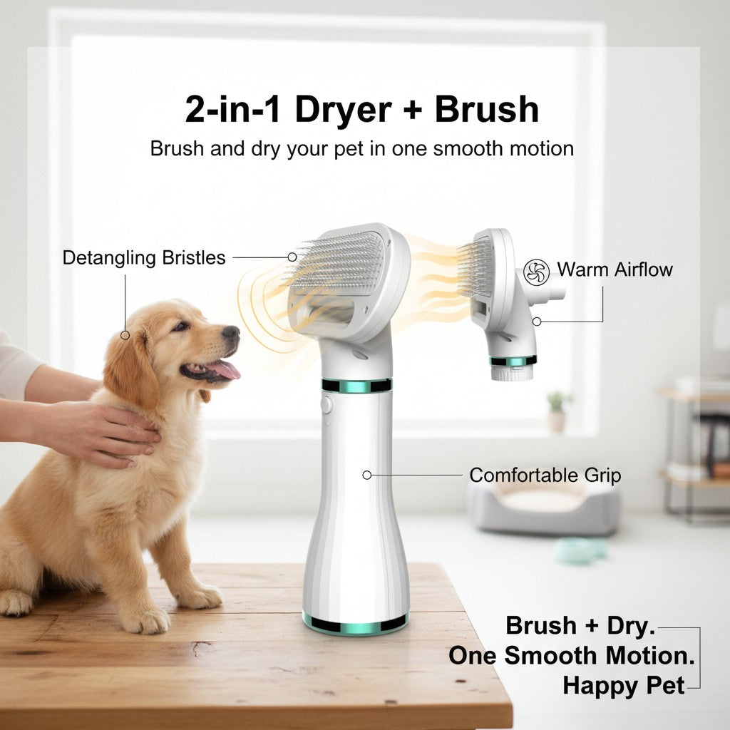 2-in-1 Pet Hair Dryer & Brush