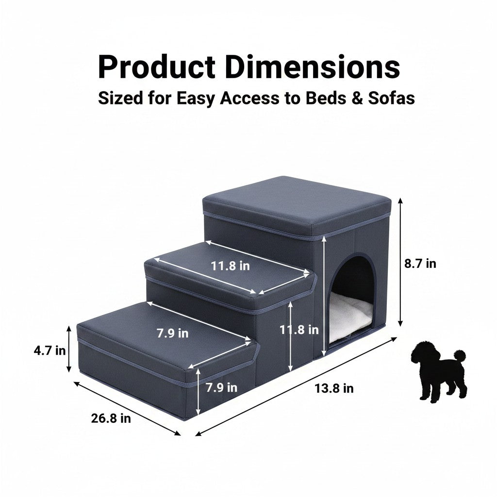 Foldable Pet Stairs with Storage – Cat & Dog Steps