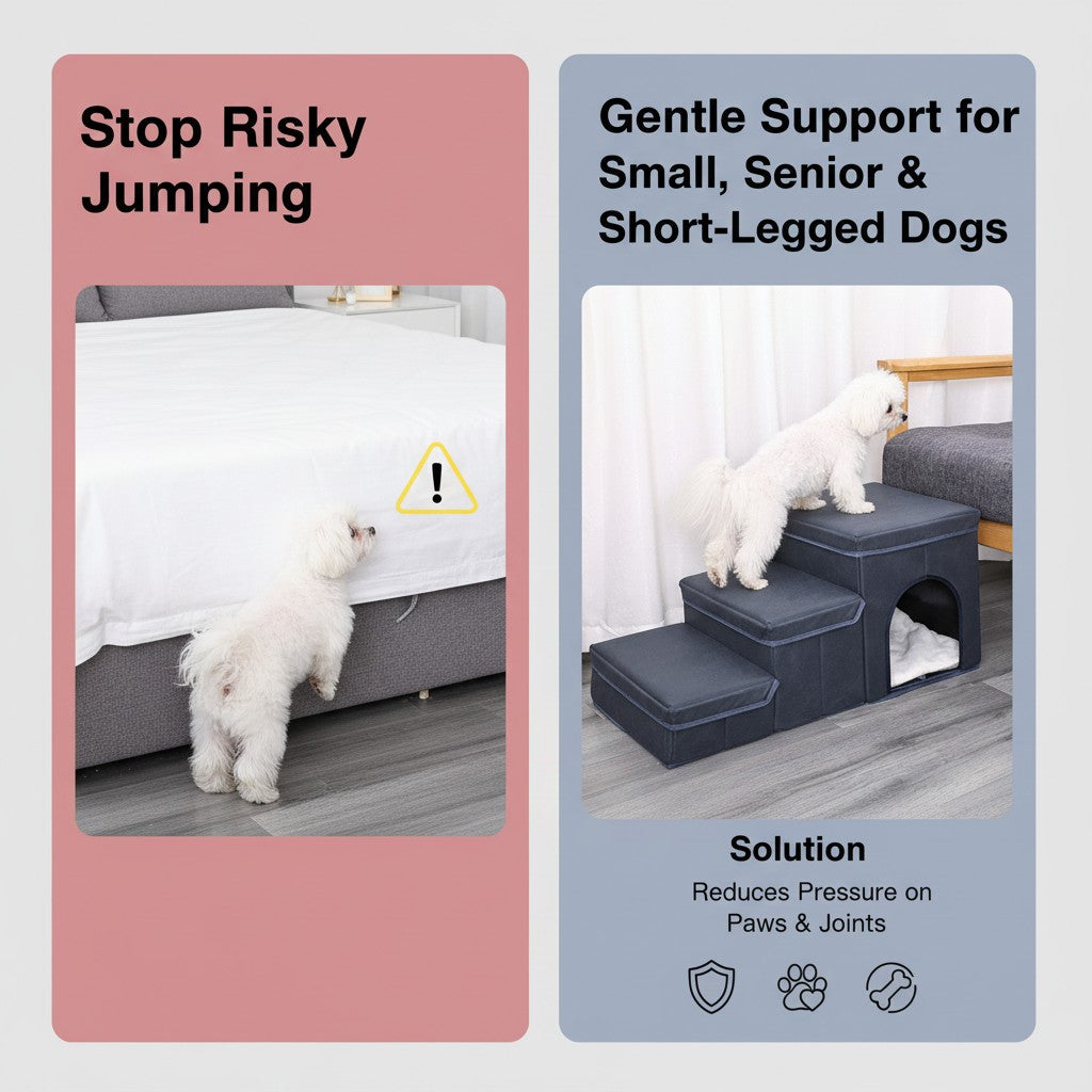 Foldable Pet Stairs with Storage – Cat & Dog Steps