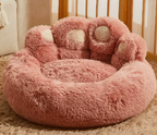 Plush Calming Pet Bed – Round Paw-Shaped Cushion