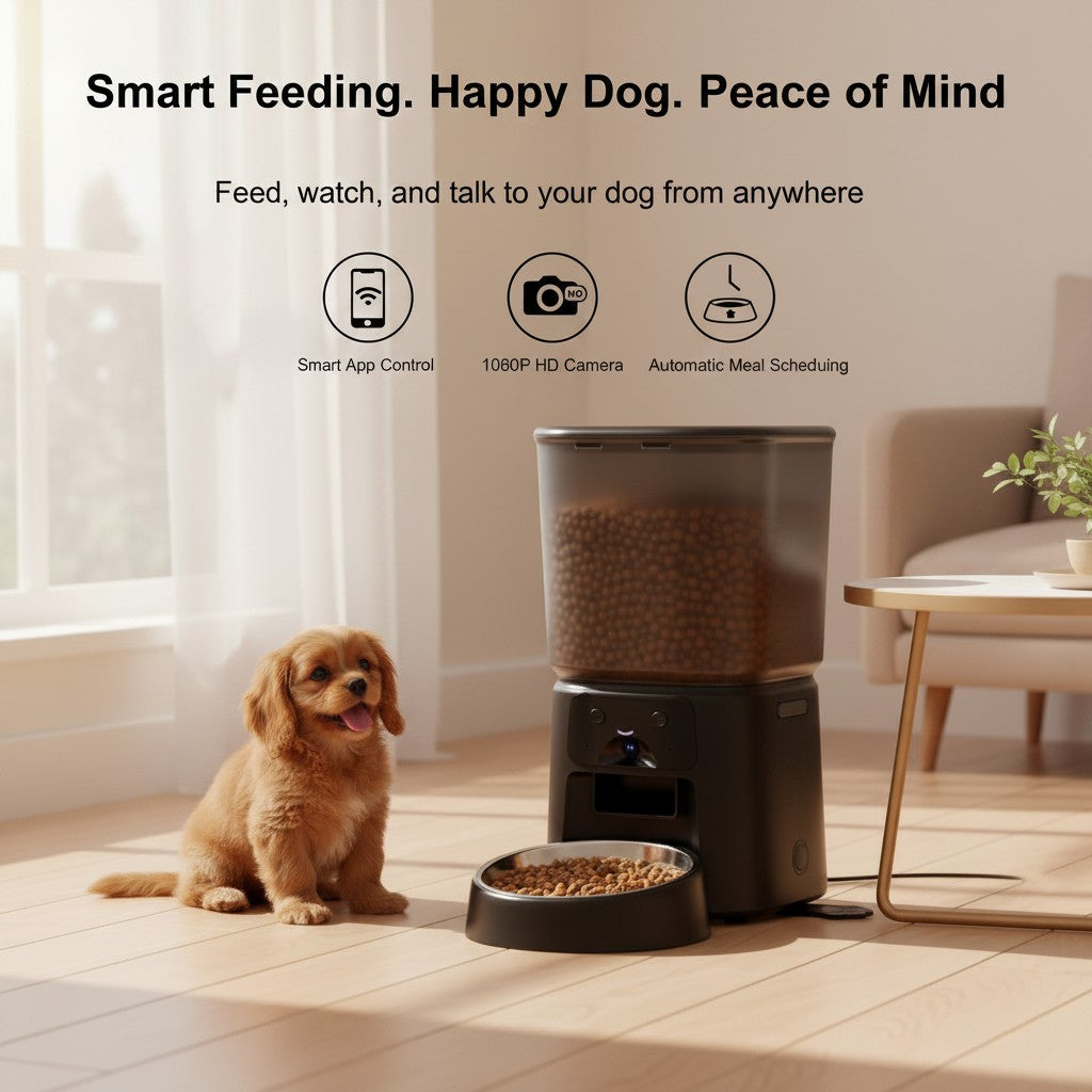 Smart Wi-Fi pet feeder with built-in HD camera