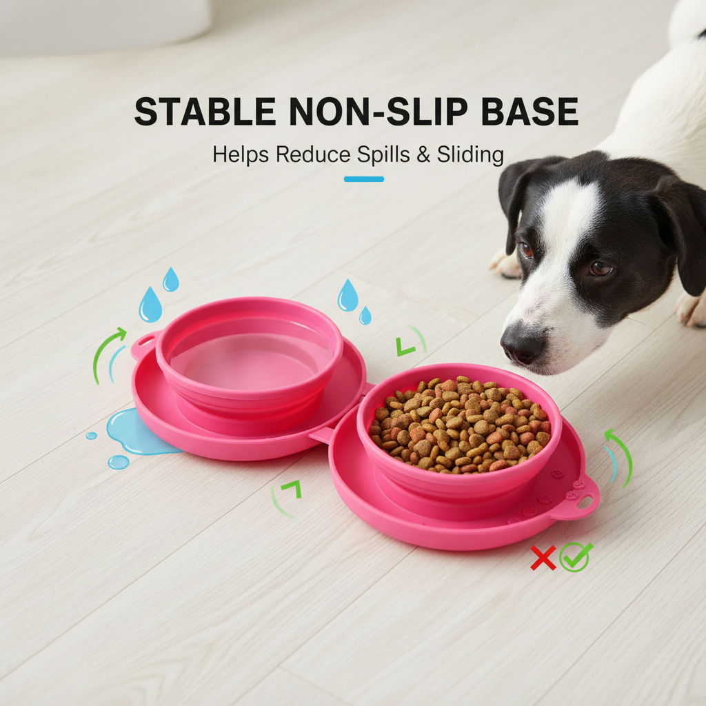 Rubber Foldable Travel Bowl – Double Dish for Food & Water