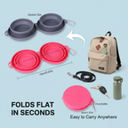 Rubber Foldable Travel Bowl – Double Dish for Food & Water