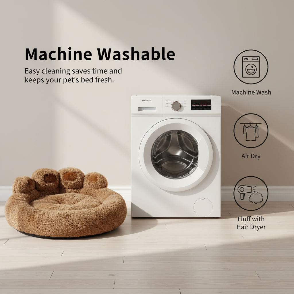 Plush Calming Pet Bed – Round Paw-Shaped Cushion