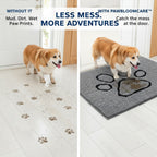 Chenille dirt-trapping mat with raised paw print design