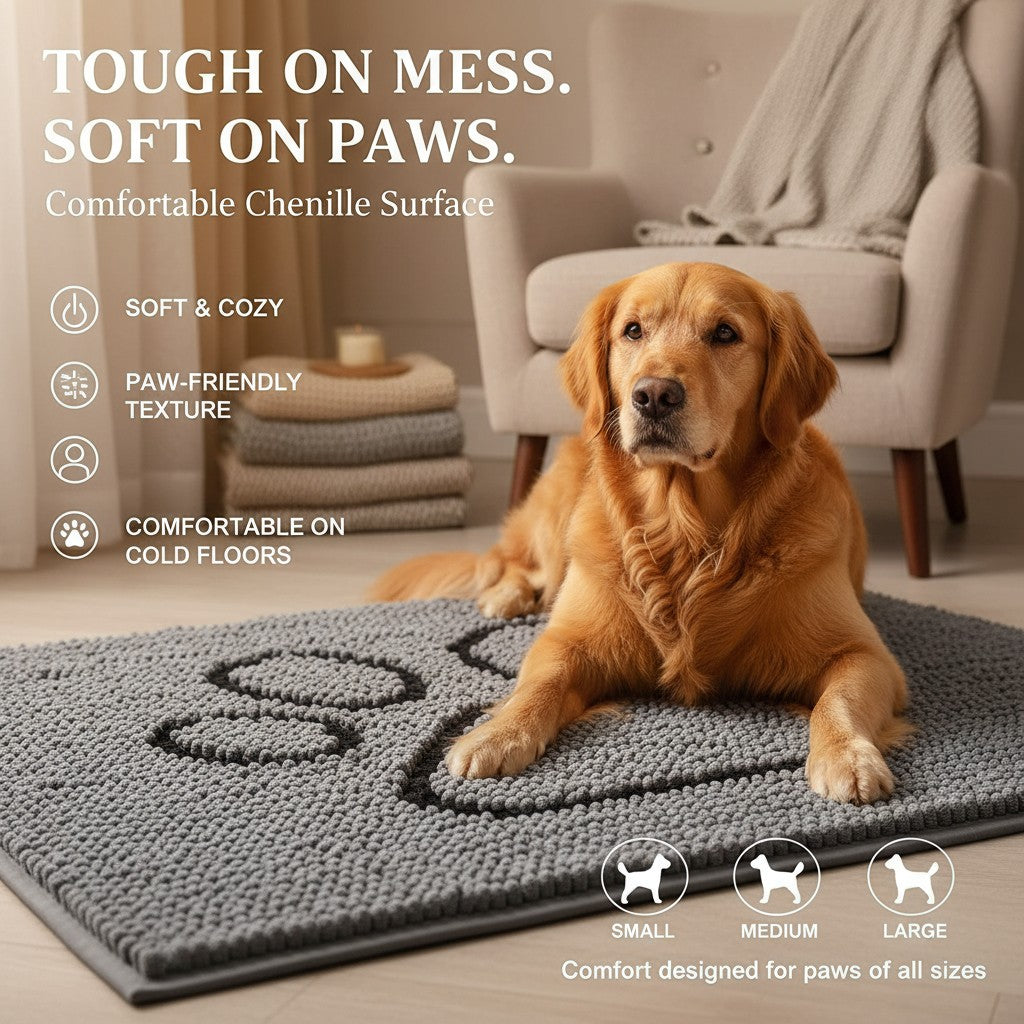 Non-slip backing of the muddy paw mat