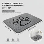 Muddy paw mat placed inside a front door